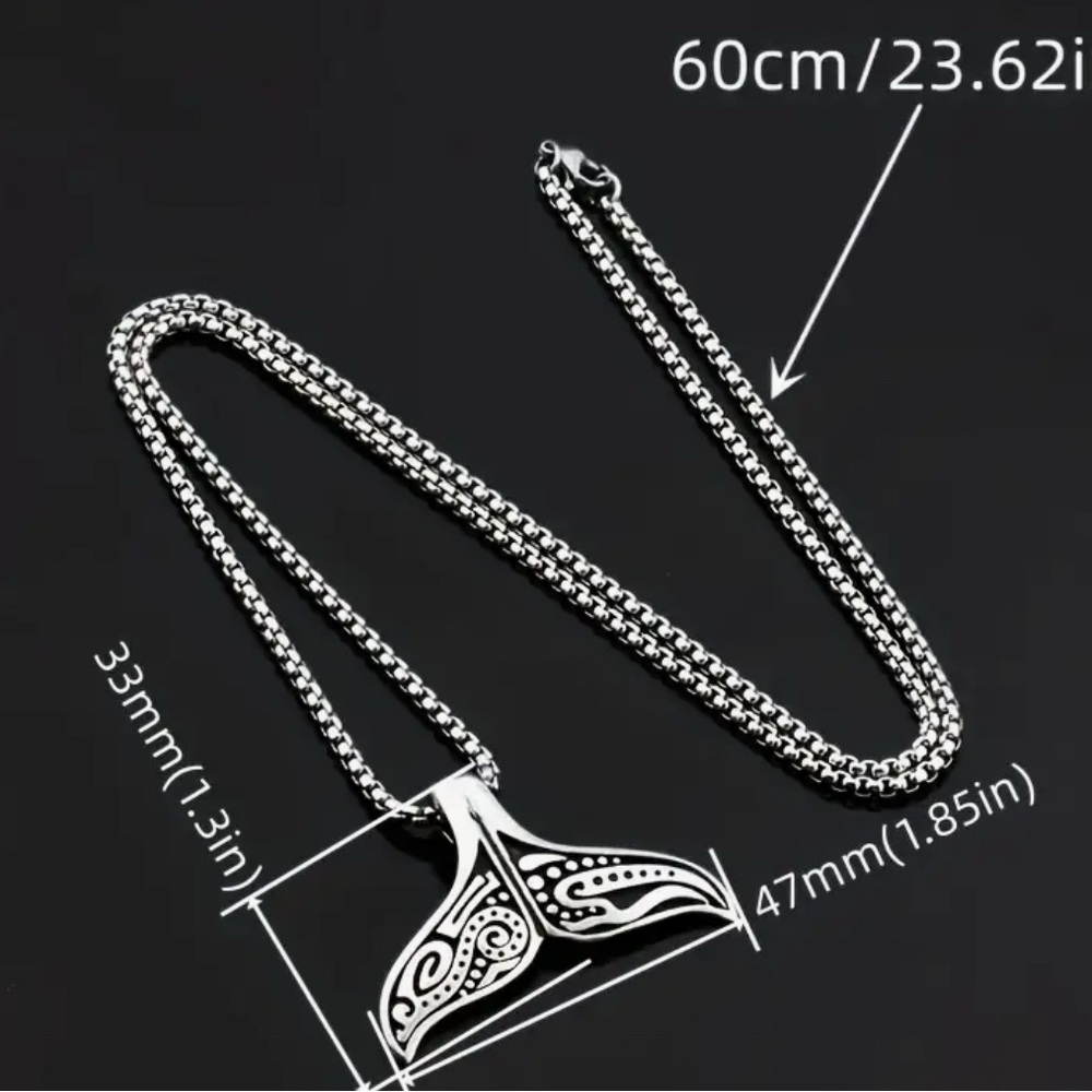 Unisex Silver Whale Tail Pendant Necklace NEW! Great for Gift Giving!! - Picture 2 of 3